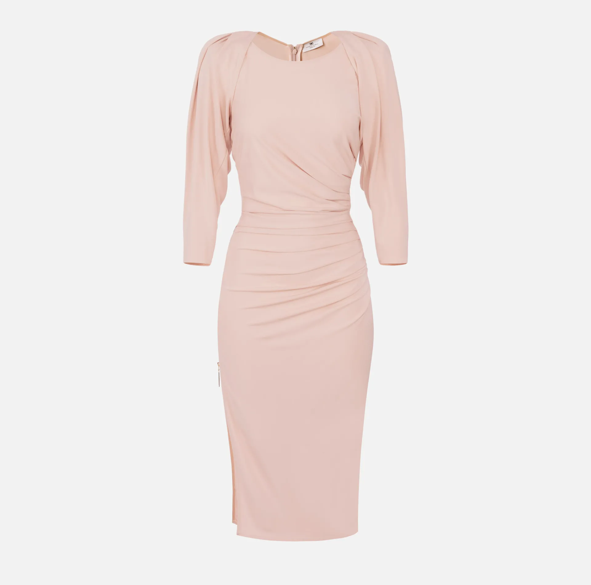 Elisabetta Franchi Midi Dresses|Dresses|Jersey midi dress with side zip Nude