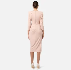 Elisabetta Franchi Midi Dresses|Dresses|Jersey midi dress with side zip Nude