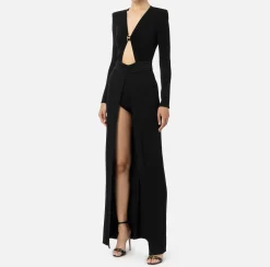 Elisabetta Franchi Red Carpet Dresses|Red Carpet|Jersey red carpet dress with wide central slit Black