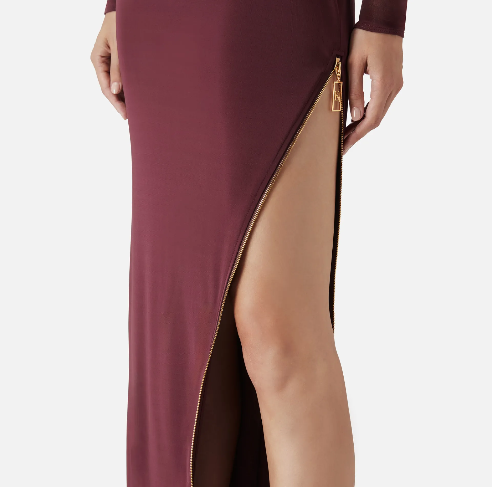 Elisabetta Franchi Red Carpet Dresses|Red Carpet|Jersey red carpet dress with side zip RougeNoir