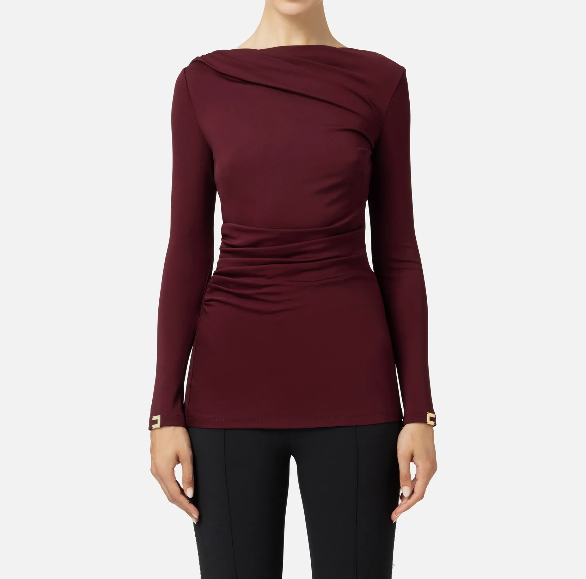 Elisabetta Franchi Top And T-Shirts|Jersey top with draping RougeNoir