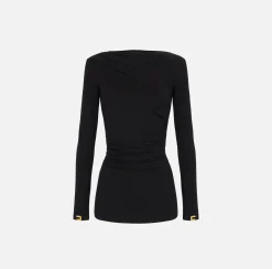 Elisabetta Franchi Top And T-Shirts|Jersey top with draping Black
