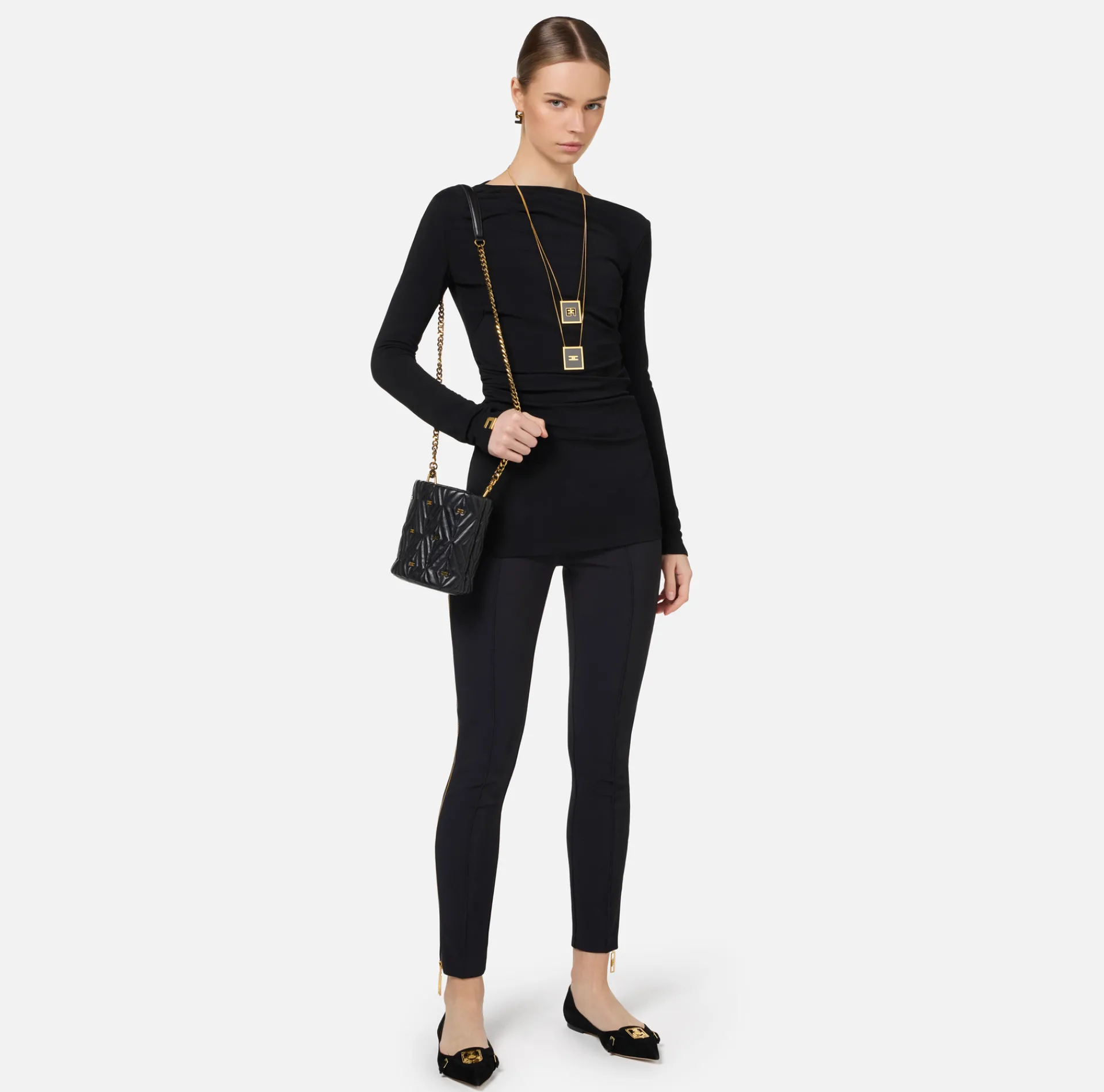 Elisabetta Franchi Top And T-Shirts|Jersey top with draping Black