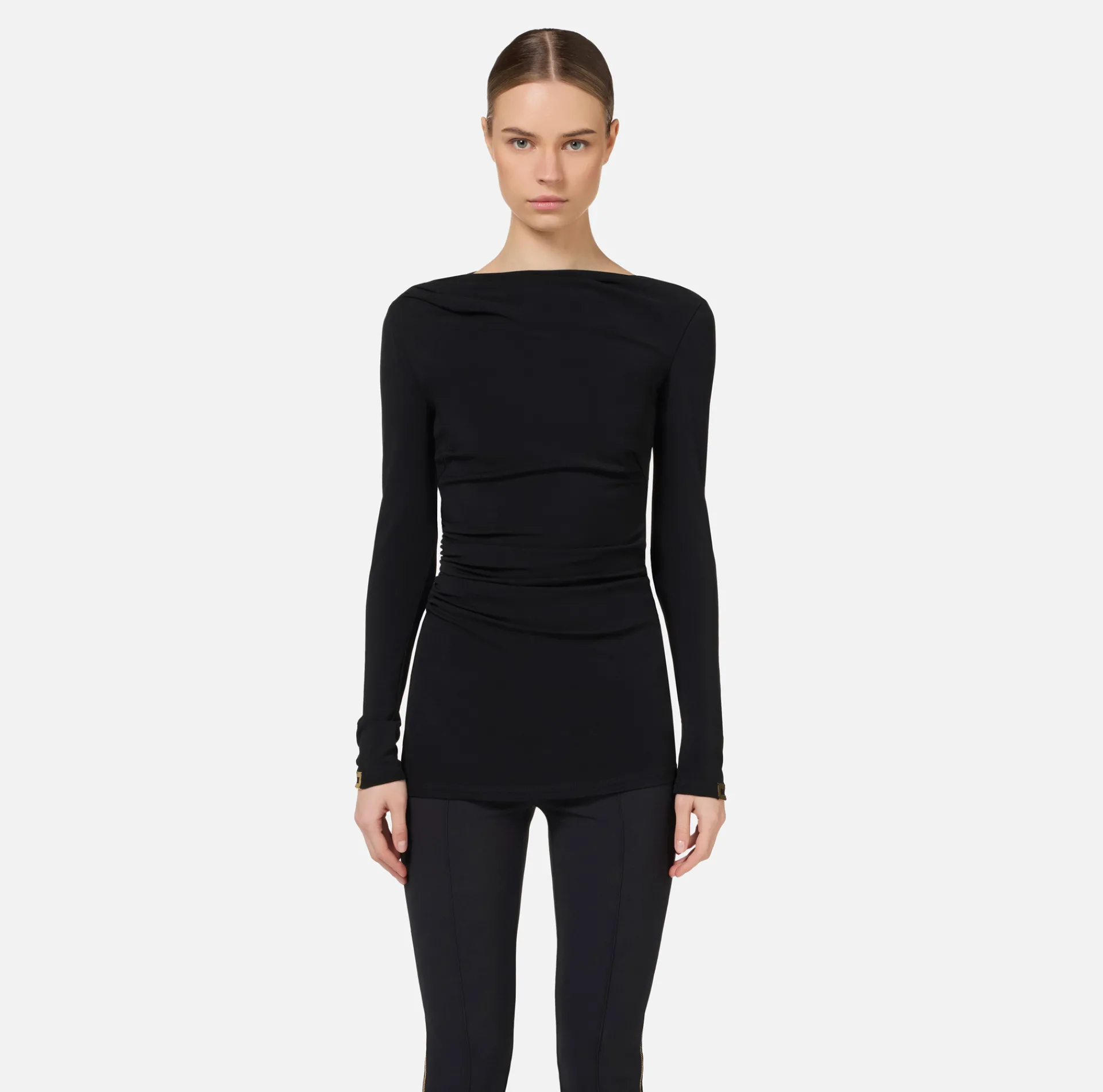 Elisabetta Franchi Top And T-Shirts|Jersey top with draping Black