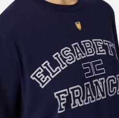 Elisabetta Franchi Top And T-Shirts|Jersey T-shirt with college logo Navy