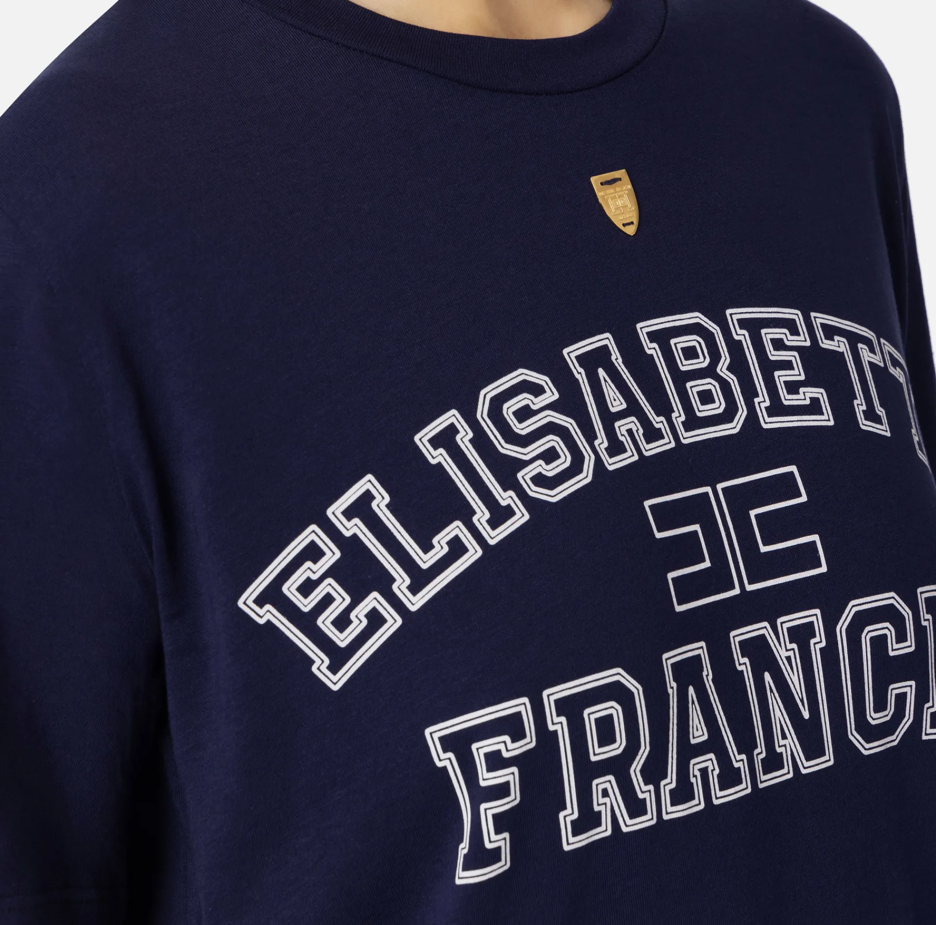 Elisabetta Franchi Top And T-Shirts|Jersey T-shirt with college logo Navy