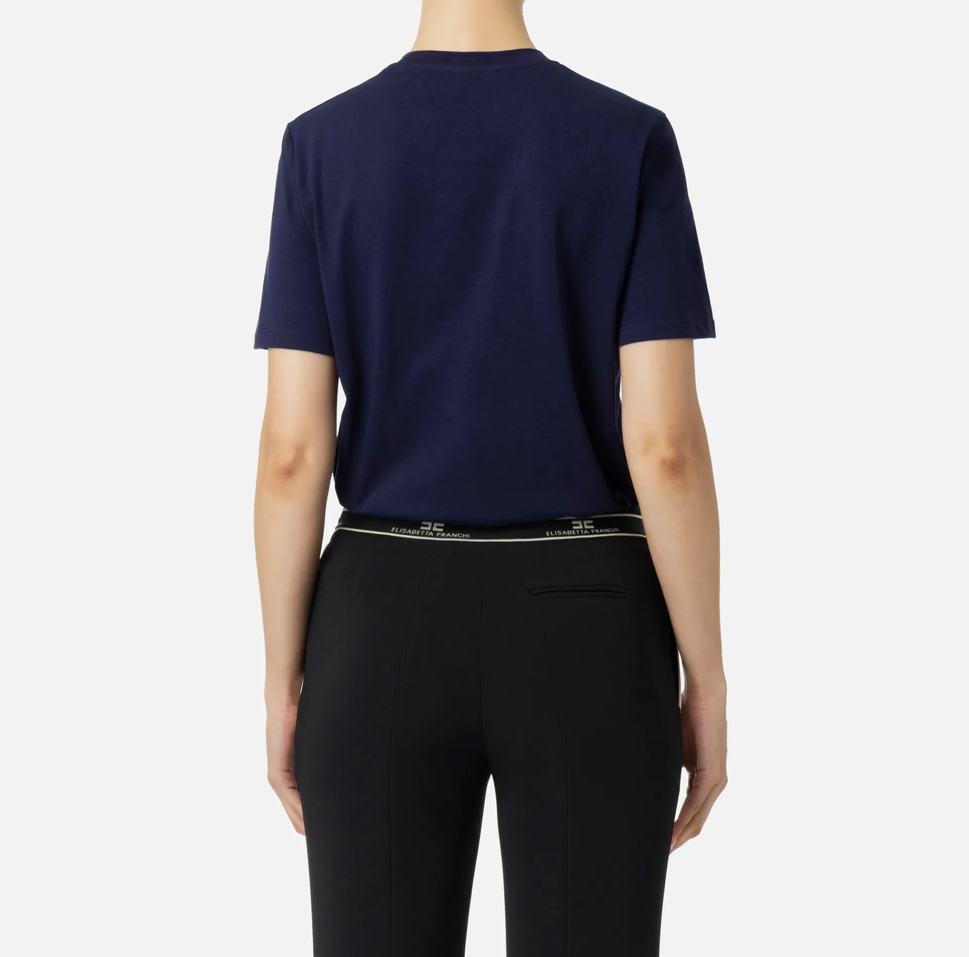 Elisabetta Franchi Top And T-Shirts|Jersey T-shirt with college logo Navy