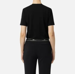 Elisabetta Franchi Top And T-Shirts|Jersey T-shirt with college logo Black