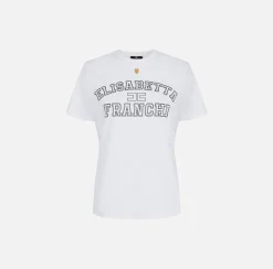 Elisabetta Franchi Top And T-Shirts|Jersey T-shirt with college logo Chalk