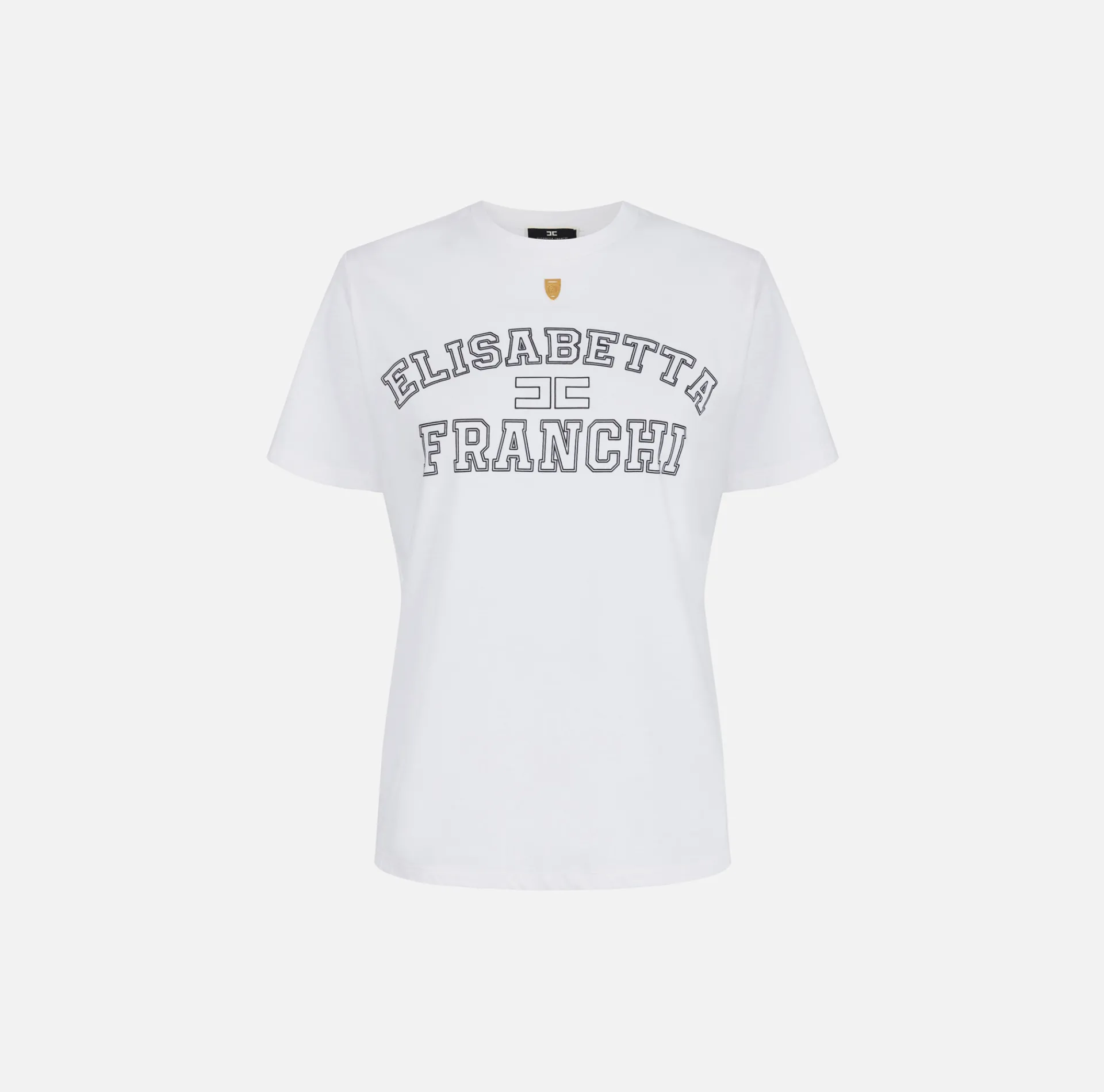 Elisabetta Franchi Top And T-Shirts|Jersey T-shirt with college logo Chalk