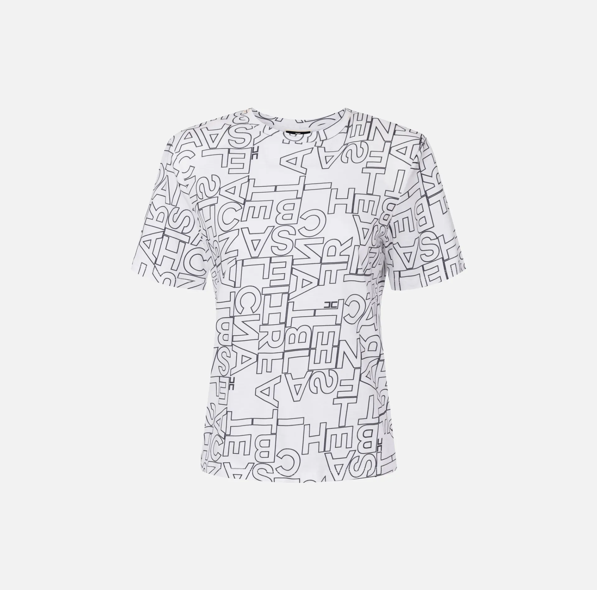 Elisabetta Franchi Top And T-Shirts|Jersey T-shirt with large lettering Chalk/Black