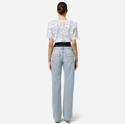 Elisabetta Franchi Top And T-Shirts|Jersey T-shirt with large lettering Chalk/Black