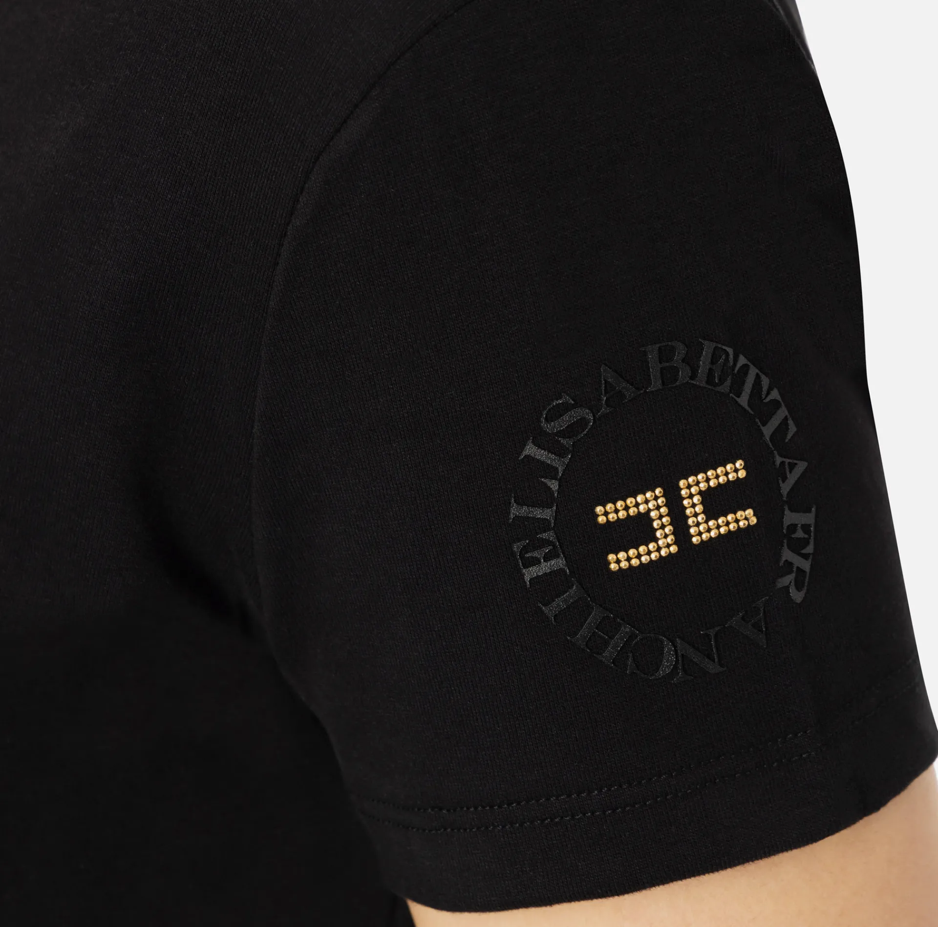 Elisabetta Franchi Top And T-Shirts|Jersey T-shirt with logo embroidery Black
