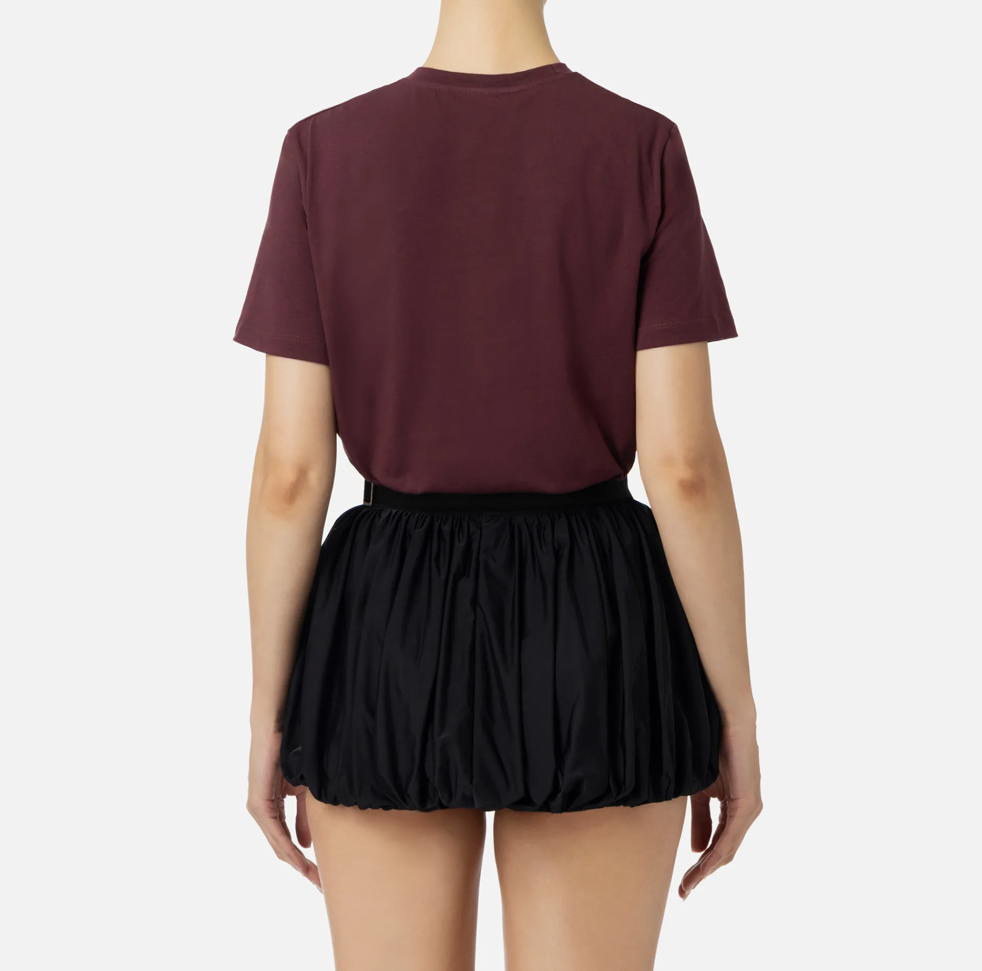 Elisabetta Franchi Top And T-Shirts|Jersey T-shirt with logo made with rhinestones RougeNoir