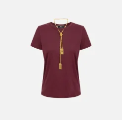 Elisabetta Franchi Top And T-Shirts|Jersey T-shirt with necklace RougeNoir