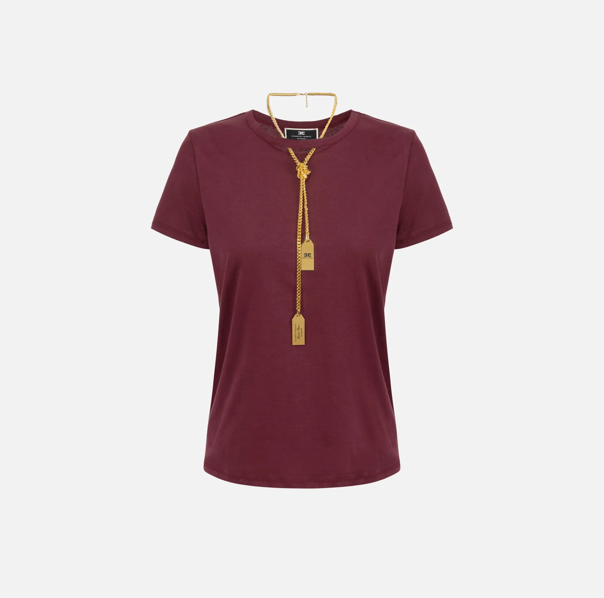 Elisabetta Franchi Top And T-Shirts|Jersey T-shirt with necklace RougeNoir