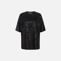 Elisabetta Franchi Top And T-Shirts|Jersey T-shirt with shiny lettering Black