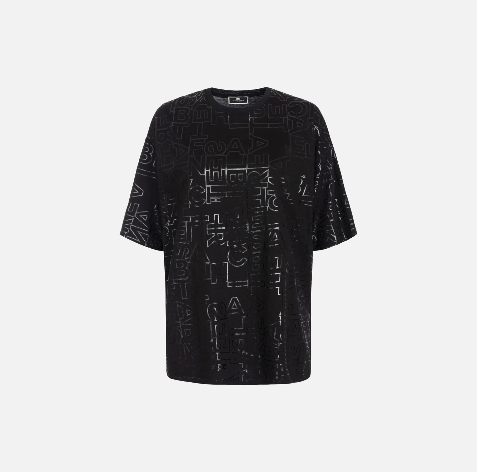 Elisabetta Franchi Top And T-Shirts|Jersey T-shirt with shiny lettering Black