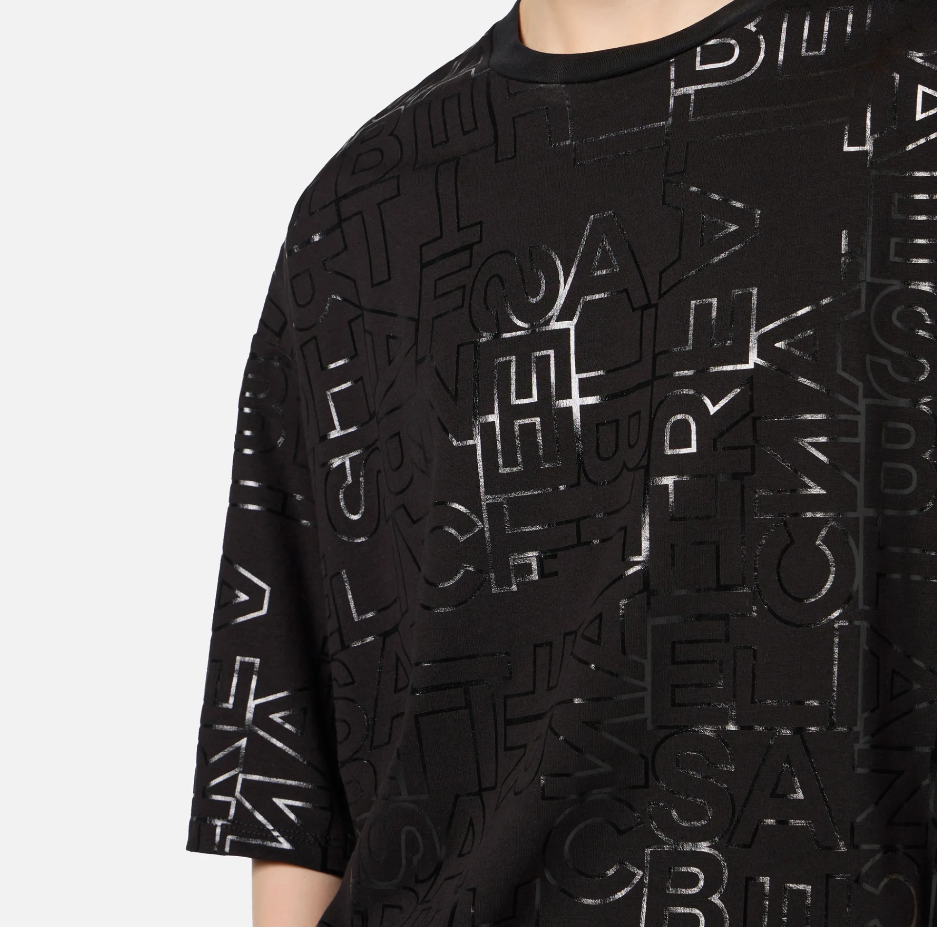 Elisabetta Franchi Top And T-Shirts|Jersey T-shirt with shiny lettering Black