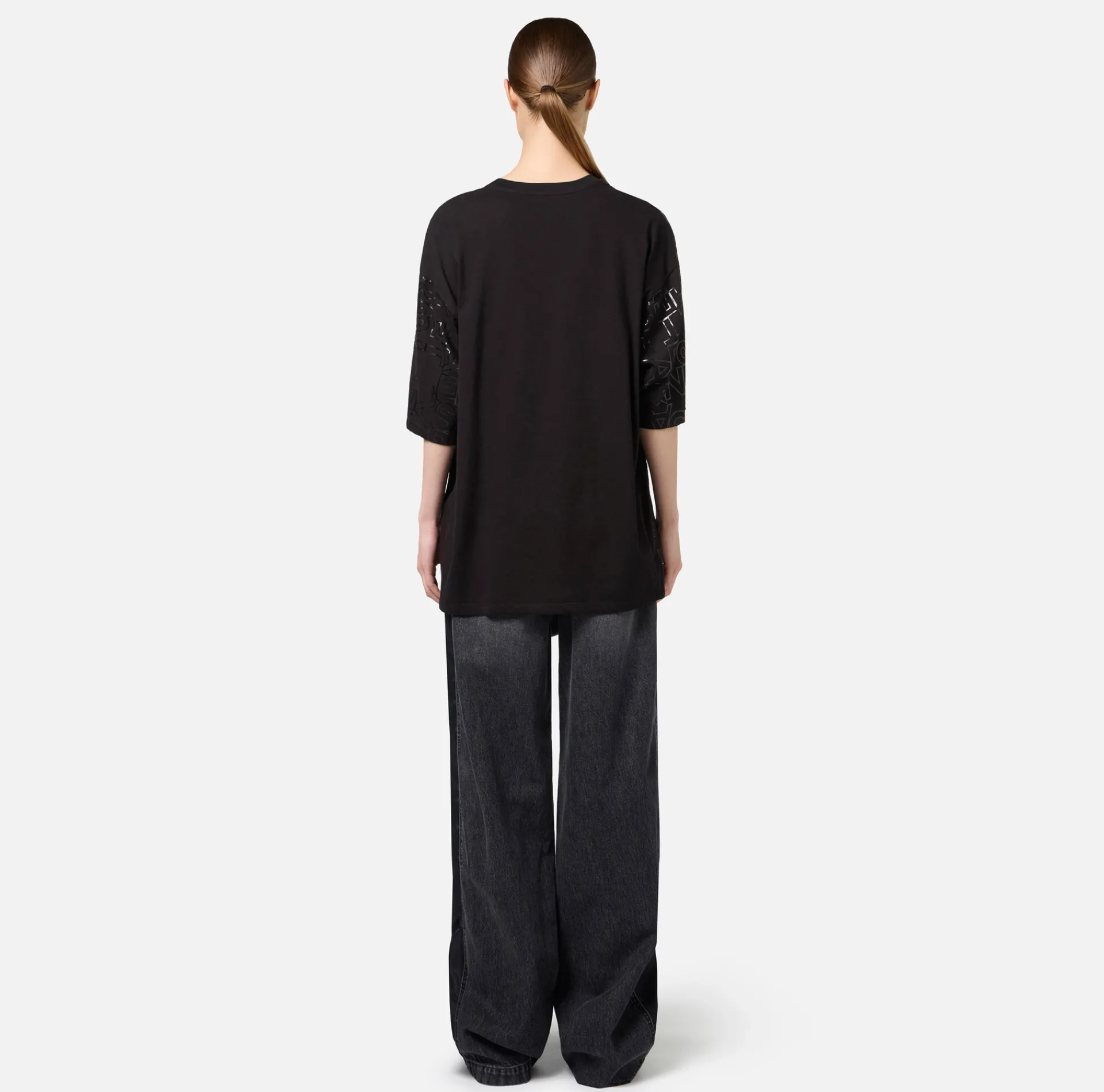 Elisabetta Franchi Top And T-Shirts|Jersey T-shirt with shiny lettering Black