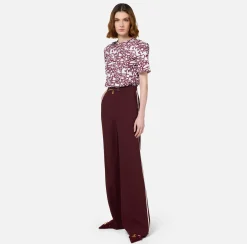 Elisabetta Franchi Top And T-Shirts|Jersey T-shirt with small lettering Chalk/RougeNoir