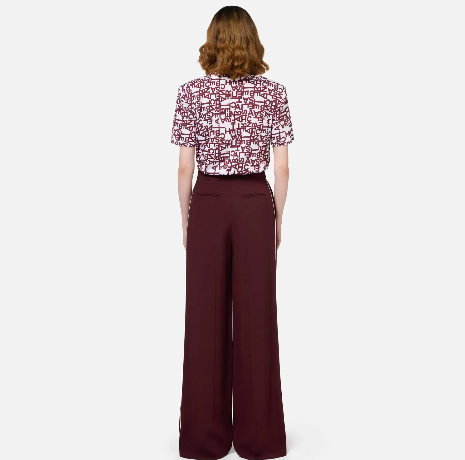 Elisabetta Franchi Top And T-Shirts|Jersey T-shirt with small lettering Chalk/RougeNoir