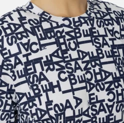 Elisabetta Franchi Top And T-Shirts|Jersey T-shirt with small lettering Chalk/Navy