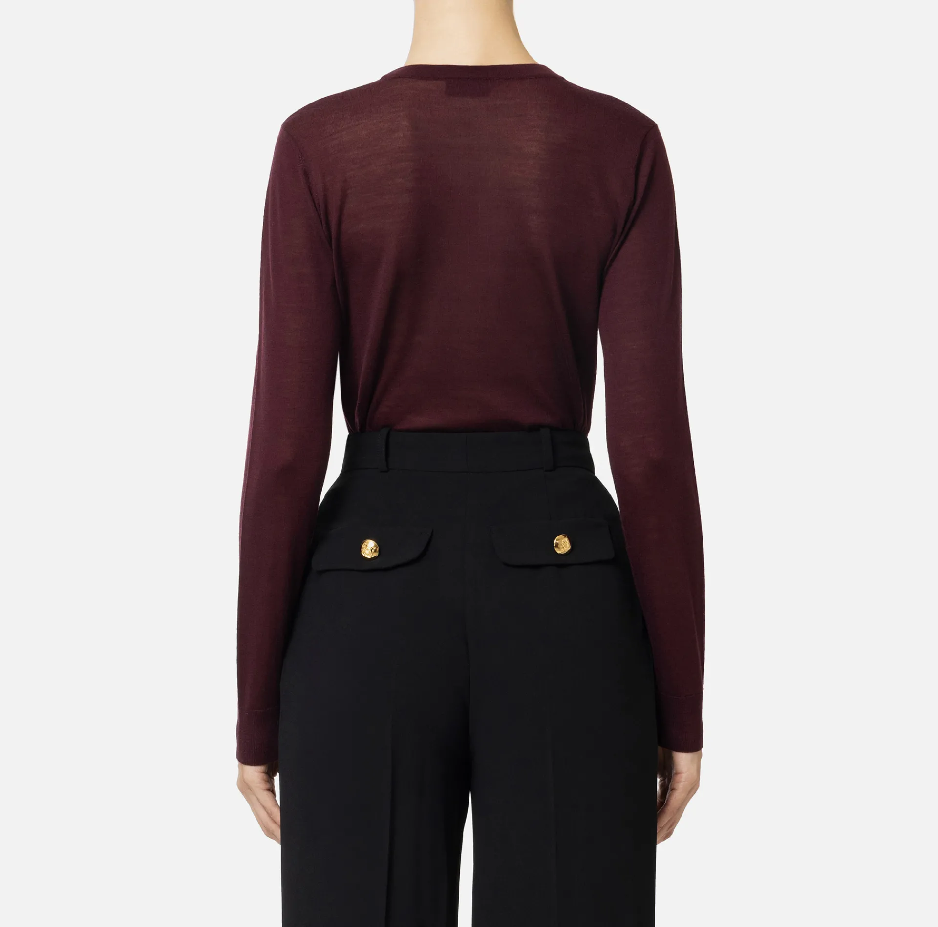 Elisabetta Franchi Knitwear And Sweatshirts|Jumper in merino wool fabric with contrasting jacquard logo RougeNoir