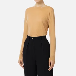 Elisabetta Franchi Knitwear And Sweatshirts|Jumper in merino wool fabric with contrasting jacquard logo Bronze