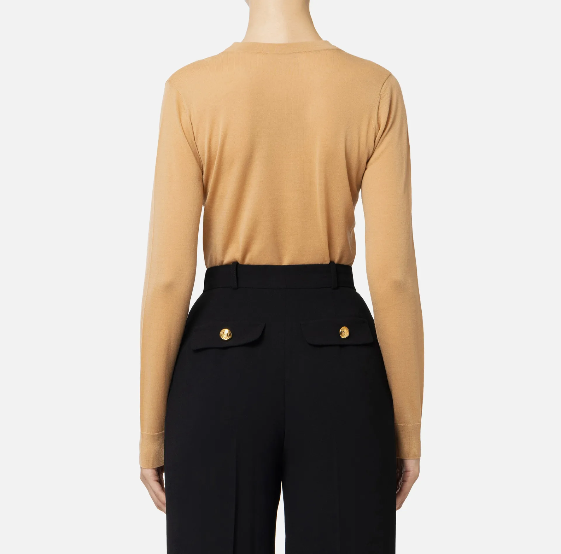 Elisabetta Franchi Knitwear And Sweatshirts|Jumper in merino wool fabric with contrasting jacquard logo Bronze