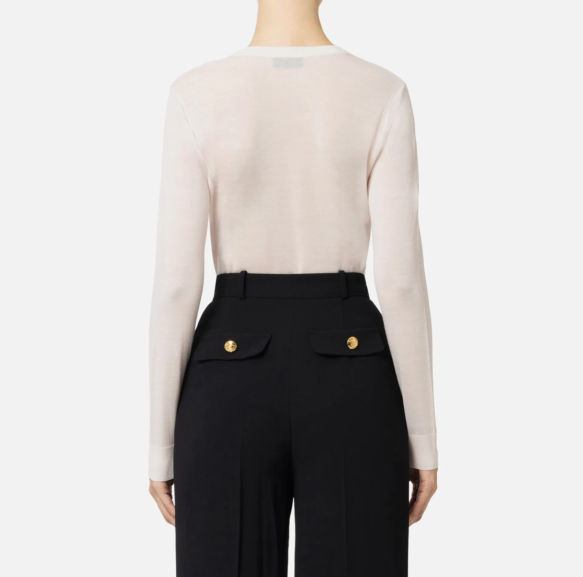 Elisabetta Franchi Knitwear And Sweatshirts|Jumper in merino wool fabric with contrasting jacquard logo Latex