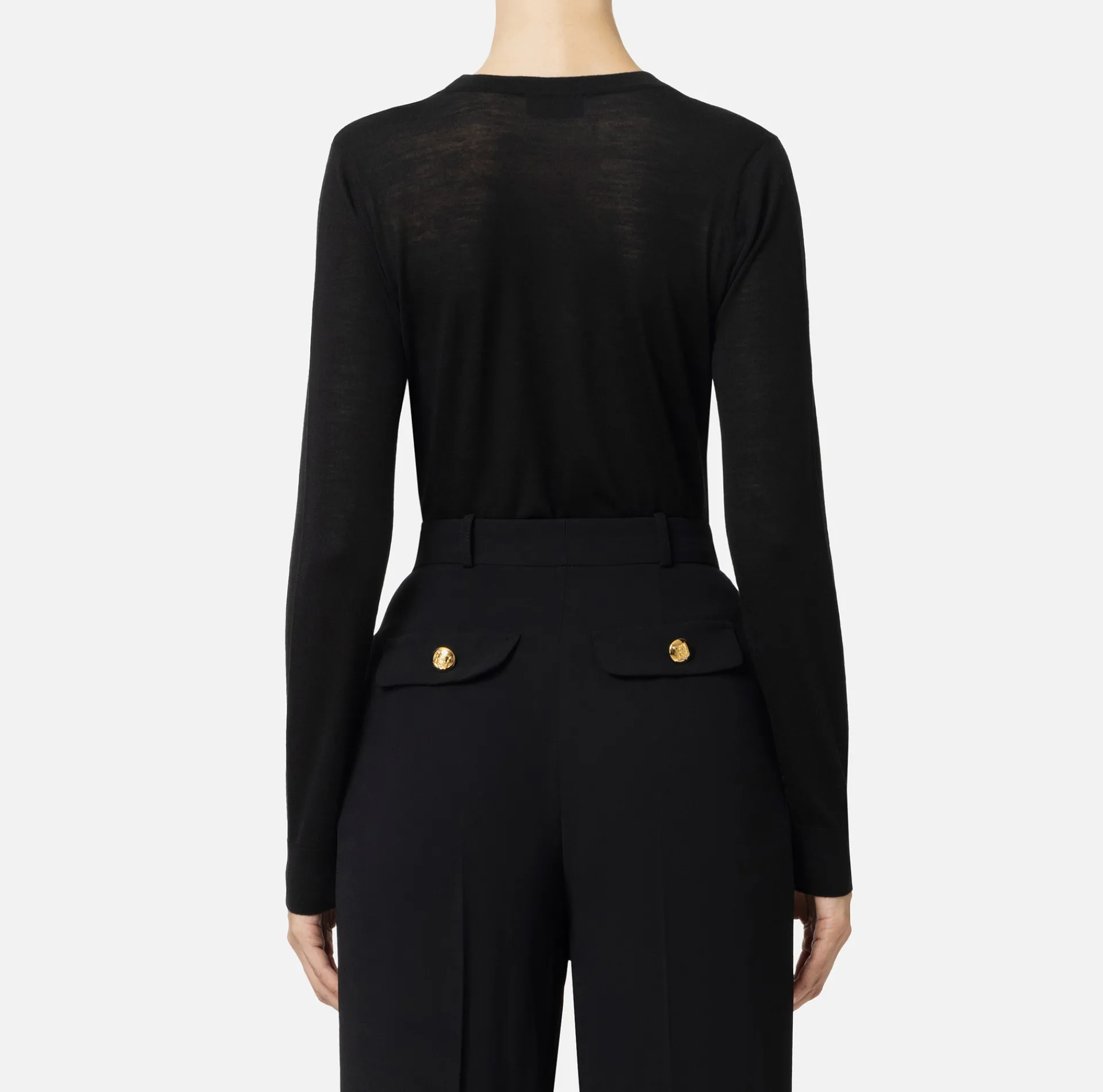 Elisabetta Franchi Knitwear And Sweatshirts|Jumper in merino wool fabric with contrasting jacquard logo Black