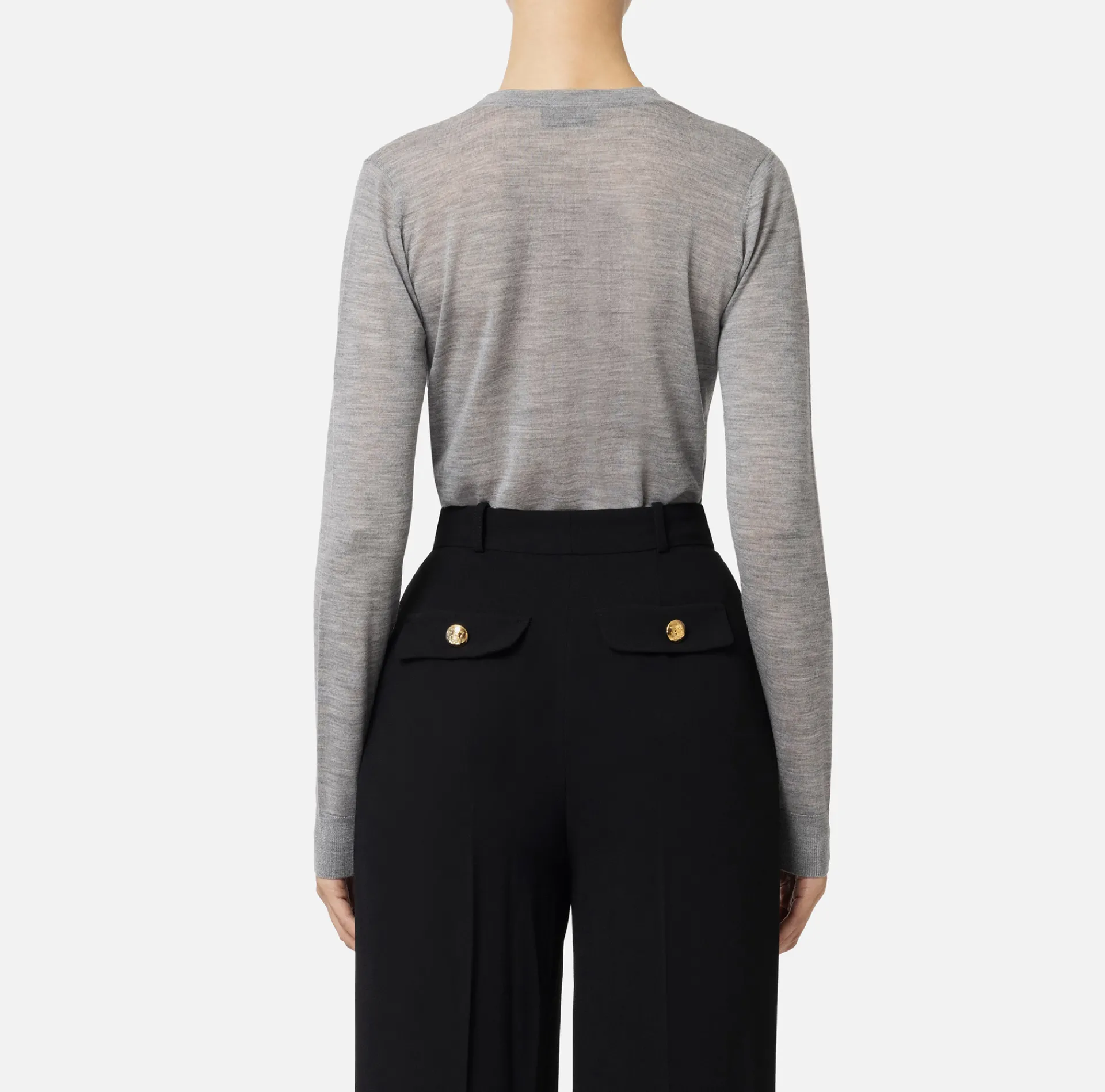 Elisabetta Franchi Knitwear And Sweatshirts|Jumper in merino wool fabric with contrasting jacquard logo HeatherGrey