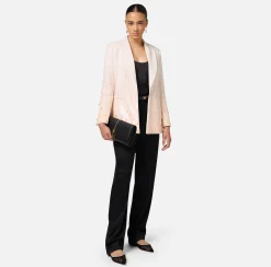 Elisabetta Franchi Jackets And Trench Coats|Jumpsuit in crêpe embroidered with sequins Latex