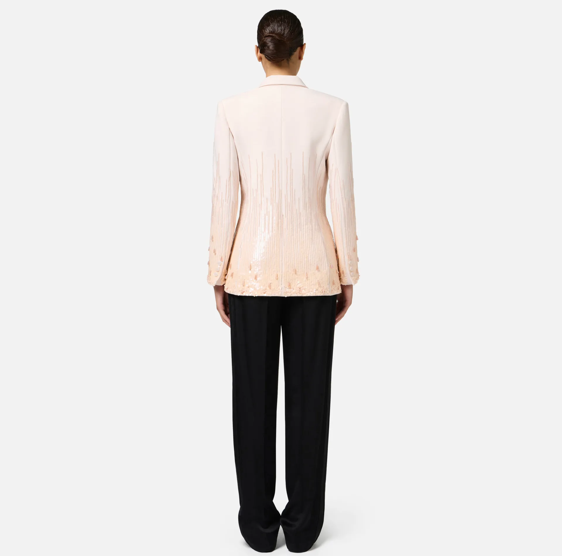 Elisabetta Franchi Jackets And Trench Coats|Jumpsuit in crêpe embroidered with sequins Latex