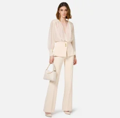 Elisabetta Franchi Jumpsuits|Jumpsuit in crêpe fabric with georgette blouse and peplum Butter