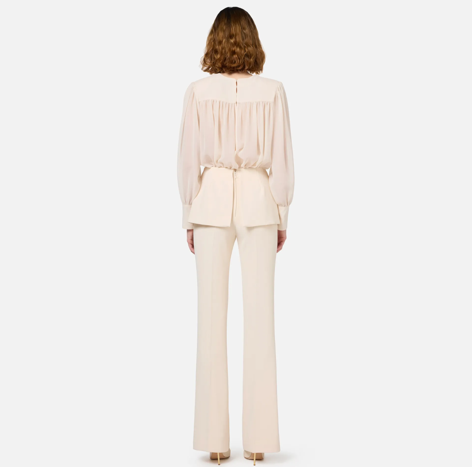 Elisabetta Franchi Jumpsuits|Jumpsuit in crêpe fabric with georgette blouse and peplum Butter
