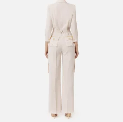 Elisabetta Franchi Jumpsuits|Jumpsuit in crêpe fabric with pockets and belt Latex