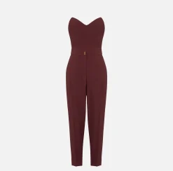 Elisabetta Franchi Jumpsuits|Jumpsuit in stretch crêpe fabric with bustier top RougeNoir