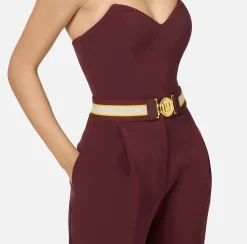 Elisabetta Franchi Jumpsuits|Jumpsuit in stretch crêpe fabric with bustier top RougeNoir