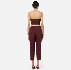 Elisabetta Franchi Jumpsuits|Jumpsuit in stretch crêpe fabric with bustier top RougeNoir