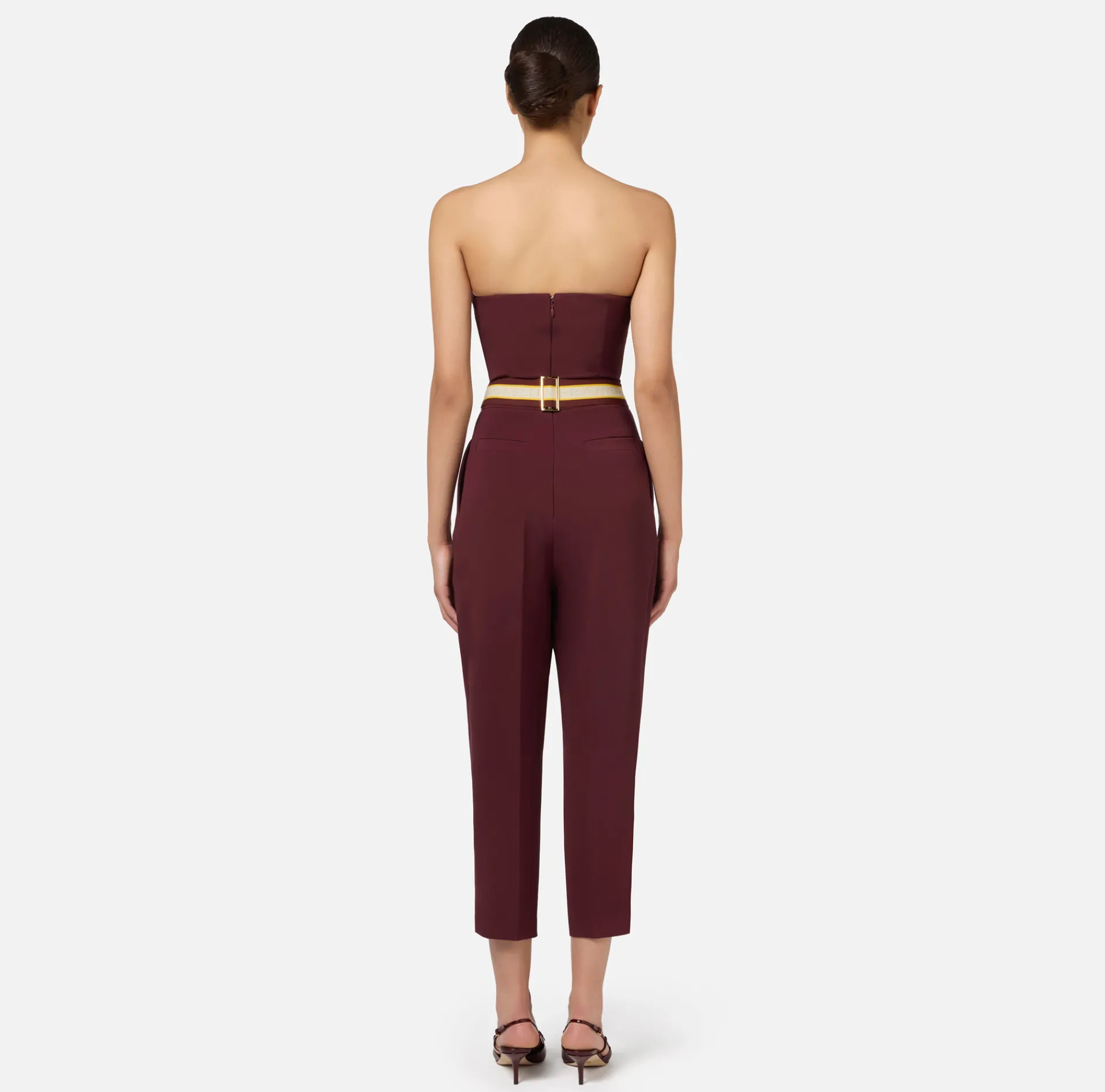 Elisabetta Franchi Jumpsuits|Jumpsuit in stretch crêpe fabric with bustier top RougeNoir