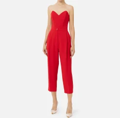 Elisabetta Franchi Jumpsuits|Jumpsuit in stretch crêpe fabric with bustier top RedPassion