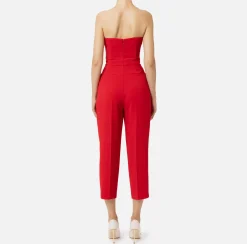 Elisabetta Franchi Jumpsuits|Jumpsuit in stretch crêpe fabric with bustier top RedPassion