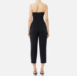 Elisabetta Franchi Jumpsuits|Jumpsuit in stretch crêpe fabric with bustier top Black