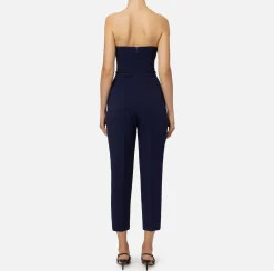 Elisabetta Franchi Jumpsuits|Jumpsuit in stretch crêpe fabric with bustier top Navy