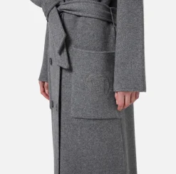 Elisabetta Franchi Coats And Jackets|Knit wool and cashmere wrap coat with emblem