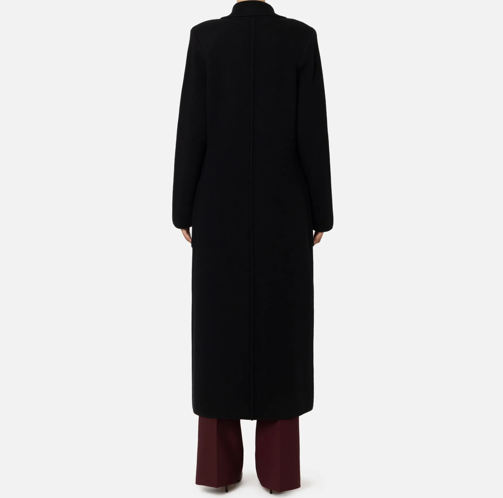 Elisabetta Franchi Coats And Jackets|Knit wool and cashmere wrap coat with emblem Black