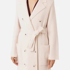 Elisabetta Franchi Coats And Jackets|Knit wool and cashmere wrap coat with emblem Latex
