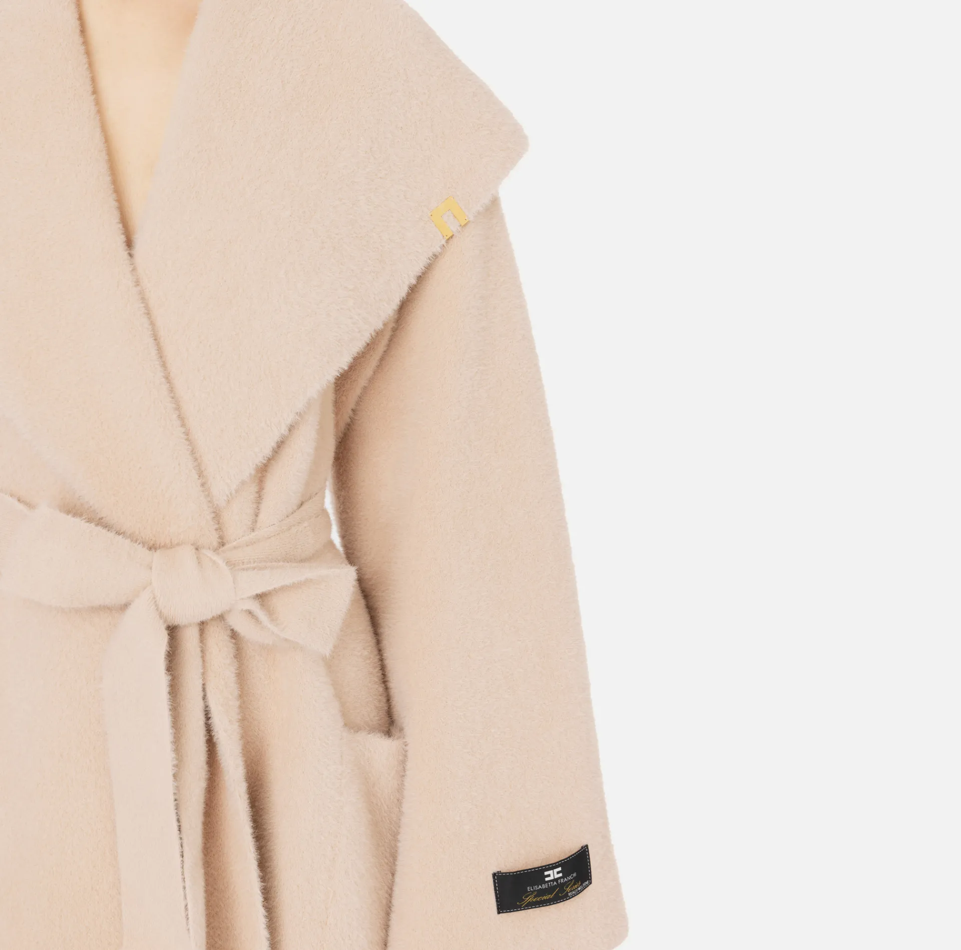 Elisabetta Franchi Coats And Jackets|Knit wrap coat Nude